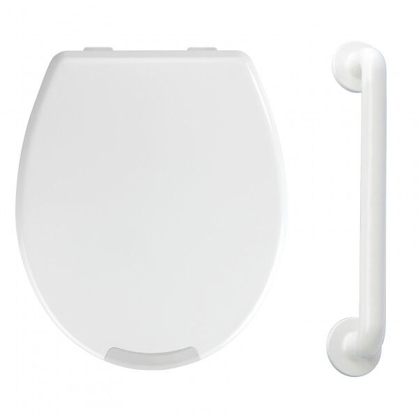 WENKO WC-Sitz mit Erhöhung &amp; Haltegriff 43 cm Secura, für mehr Sicherheit im Bad