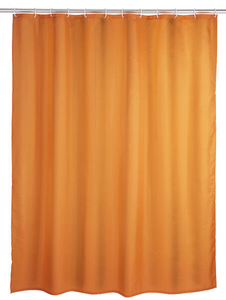 WENKO Anti-Schimmel Duschvorhang Uni Orange, 180 x 200 cm, waschbar