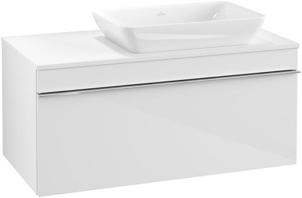 Villeroy &amp; Boch VENTICELLO Waschtischunterschrank 95 cm breit, Weiß, Griff Chrom, für Becken rechts