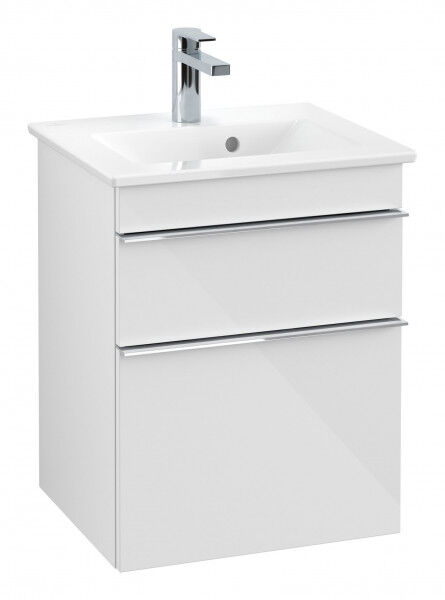 Villeroy &amp; Boch VENTICELLO Waschtischunterschrank 46 cm breit, Weiß, Griff Chrom