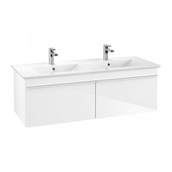 Villeroy &amp; Boch VENTICELLO Waschtischunterschrank 125 cm breit, Weiß, Griff Weiß
