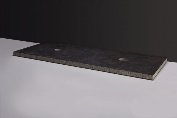 Natursteinplatte (120,5 cm) Bluestone, Rand gemeißelt, 2 Bohrlöcher 400060