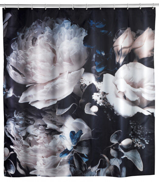 WENKO Anti-Schimmel Duschvorhang Peony, Polyester, 180 x 200 cm, waschbar