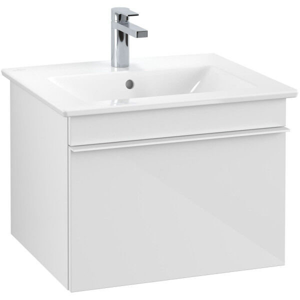 Villeroy &amp; Boch VENTICELLO Waschtischunterschrank 95 cm breit, Weiß, Griff Weiß, für Becken links
