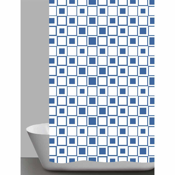 GRUND GEOMETRY Duschvorhang 180 x 200 cm Blau/Weiß