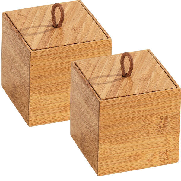 WENKO Bambus Box Terra S mit Deckel, 2er Set