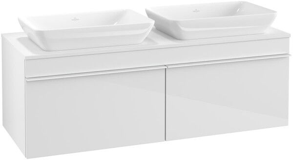 Villeroy &amp; Boch VENTICELLO Waschtischunterschrank für 2 Waschbecken 125 cm breit, Weiß, Griff Chrom