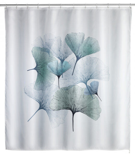 WENKO Anti-Schimmel Duschvorhang Ginkgo, Polyester, 180 x 200 cm, waschbar