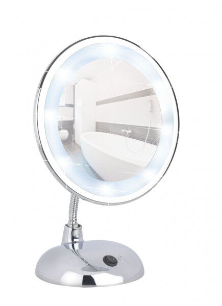 WENKO LED Kosmetikspiegel Style Chrom, Standspiegel, 3-fach Vergrößerung