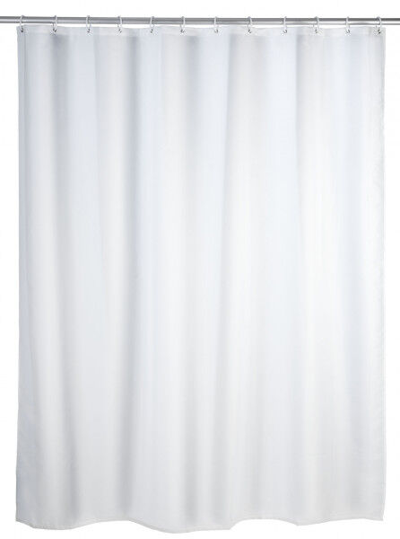 WENKO Anti-Schimmel Duschvorhang Uni White, 180 x 200 cm, waschbar